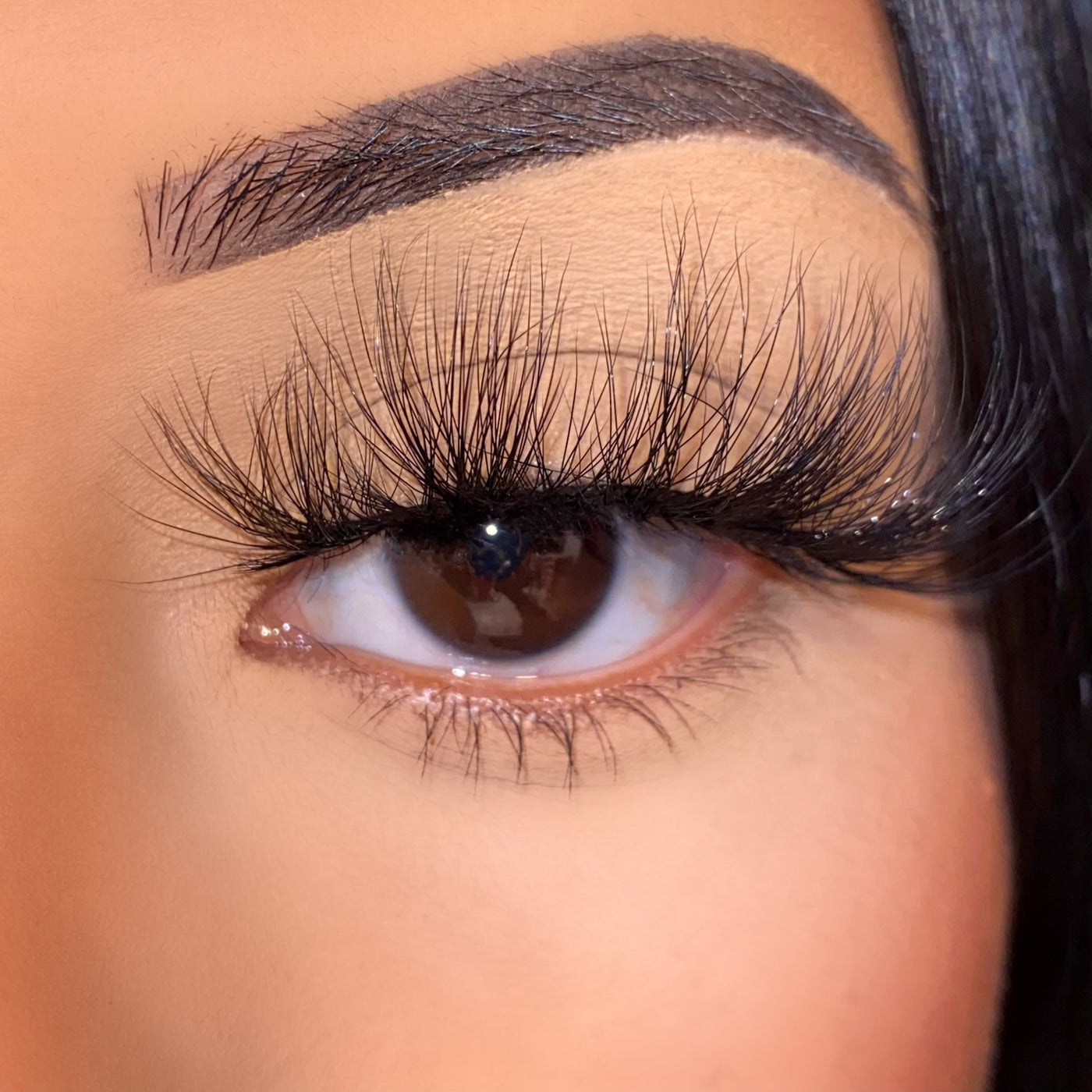 Model wearing Nesha lashes